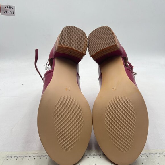 FSJ Dark Magenta Peep Open Toe Cut Out Buckle Ankle Boot Block Low Heel Sandals - Picture 7 of 8